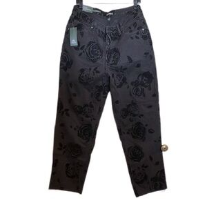 Target High Rise Easy Rigid Curvy Straight Black Floral Patterned Pants Size 14